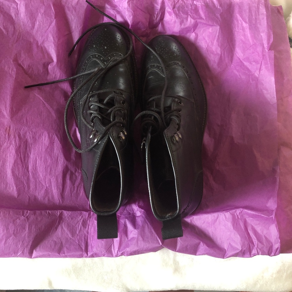 Cole Haan Brown and Black Leather Wingtip Dress Boots